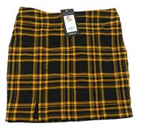 Nové - Černo-okrová kostkovaná sukně New Look