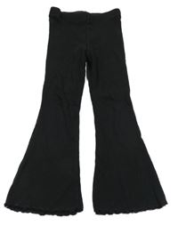 Černé žebrované flare legíny Next