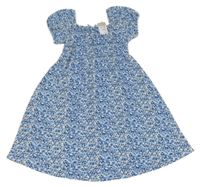 Nové - Bílo-modré květované šaty Primark