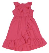 Tmavorůžové šaty s volány Shein