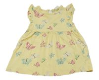 Žluté bavlněné šaty s motýly H&M