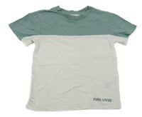 Bílo-zelené tričko s nápisem H&M