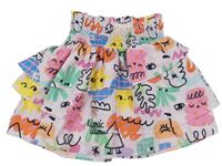 Růžovo-barevná vzorovaná vrstvená sukně H&M