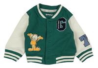 Zeleno-bílá baseballová mikina s Garfieldem Primark