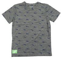 Tmavošedé melírované sportovní tričko s logy Reebok