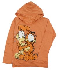 Oranžové triko s Garfieldem a kapucí