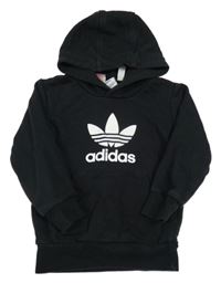 Černá mikina s logem a kapucí Adidas
