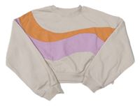Béžovo-oranžovo-růžová crop mikina H&M