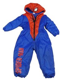 Modro-červená šusťáková zimní kombinéza s kapucí - Spiderman George