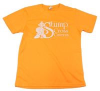 Neonově oranžové sportovní tričko s nápisem 