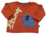 Cihlové triko s žirafou a slonem zn. Next