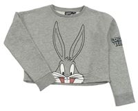 Šedá melírovaná crop mikina s králíkem Primark