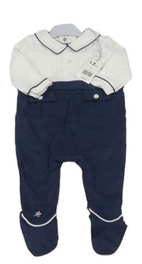 Bílo-tmavomodrý overal s kapsami Mothercare
