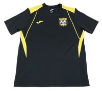 Černo-žluté sportovní funkční tričko s nášivkou a logem joma