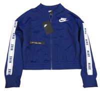 Nové - tmavomodrá propínací sportovní crop mikina s logem Nike