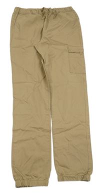 Béžové plátěné lehké cuff kalhoty s kapsou Name it