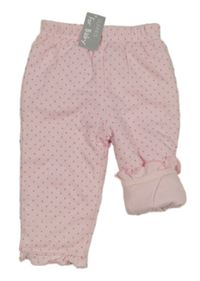 Nové - světlerůžové puntíkaté zateplené tepláky Dunnes 