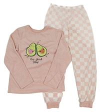 Světlerůžové plyšové pyžamo s avokády Primark