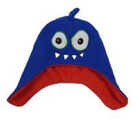 Modro-červená fleecová čepice - příšerka 