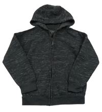 Černá melírovaná propínací mikina s kapucí PRIMARK