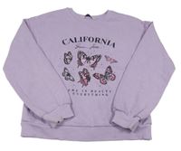 Lila mikina s motýlky a nápisem George