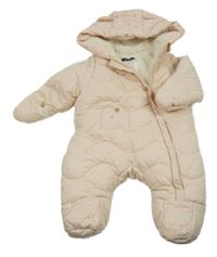 Světlerůžová šusťáková zimní kombinéza s kapucí 