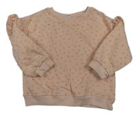 Světlerůžová vzorovaná mikina s volánky