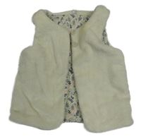 Smetanová kožešinová podšitá vesta 