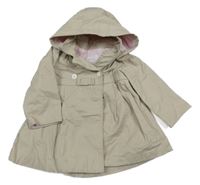 Béžový plátěný jarní kabátek s kapucí 