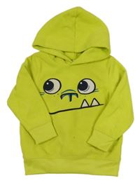 Neonově zelená fleecová mikina s příšerkou a kapucí C&A