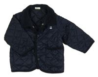 Tmavomodrá šusťáková prošívaná lehce zateplená bunda Benetton