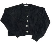 Černý crop propínací chlupatý svetr only