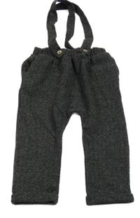 Černo-šedé melírované teplákové kalhoty s kšandami Reserved