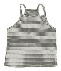 Bílo-černý pruhovaný žebrovaný crop top H&M