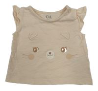 Meruňkové tričko s kočkou C&A