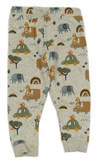 Šedé melírované tepláky s obrázky F&F