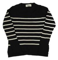 Černo-bílý pruhovaný žebrovaný svetr H&M