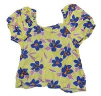 Žluto-modrý květovaný crop top Zara