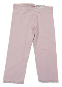 Světlerůžové crop legíny s krajkou H&M