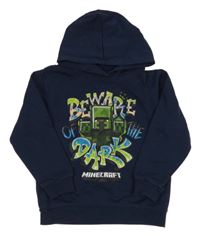 Tmavomodrá mikina s Minecraft a kapucí