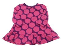 Lilkovo-tmavorůžové puntíkaté bavlněné šaty Miniclub