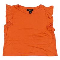 Oranžové crop tričko s volánky New Look