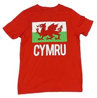 Červené tričko s vlajkou Walesu F&F