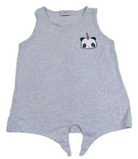 Šedý melírovaný top s pandou LC Waikiki