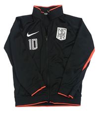 Černo-neonově korálová propínací sportovní mikina s logem Nike