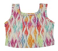 Bílo-barevný vzorovaný crop top Shein
