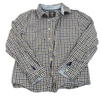 Hnědo-bílo-tmavomodrá kostkovaná košile H&M
