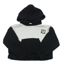 Černo-bílá crop mikina s kapucí DKNY