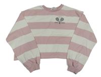 Růžovo-bílá pruhovaná crop mikina s pálkami H&M