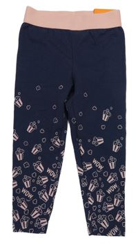 Nové - Tmavomodro-růžové legíny s popcornem Decathlon